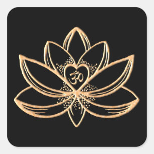 Gouden Lotus Vierkante Sticker