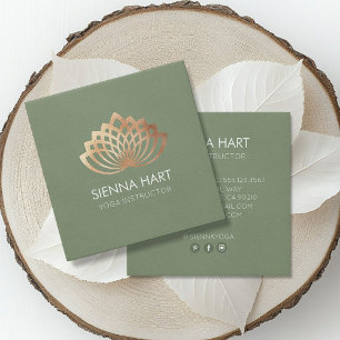 Gouden Lotus Yoga Instructeur Vierkante Visitekaartje