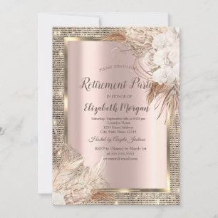 Gouden lovertjes frame, roze gouden Boho bloemPens Kaart