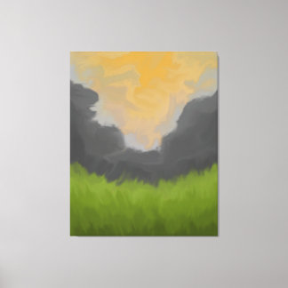 Gouden lucht landschapsschildering canvas afdruk