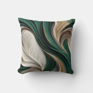 Gouden Lucht – Smaragd & Goud Stromende Abstracte Kussen