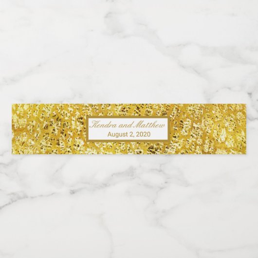Gouden Luipaard Glitter Textuur Waterfles Etiket (Enkel label)
