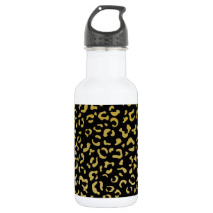 Gouden luipaard, gouden glitter, luipaardpatroon waterfles