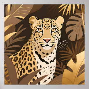 Gouden Luipaard Jungle Boho Wilde Dieren  Poster
