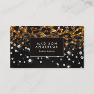 Gouden luipaard print en glitter visitekaartje