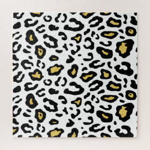Gouden luipaard print, naadloos patroon. legpuzzel