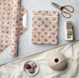 Gouden luipaard print rode lippen cadeaupapier