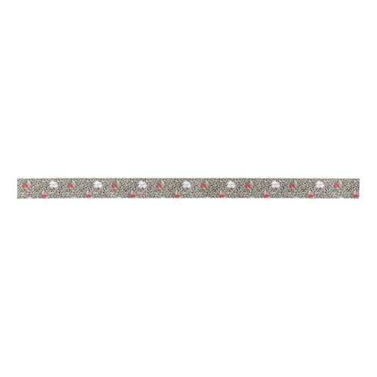 Gouden Luipaard Print Rood Wit Bloemen Lint (Voorkant)