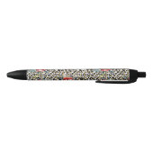 Gouden Luipaard Print Rood Wit Bloemen Zwarte Inkt Pen (Bodem)