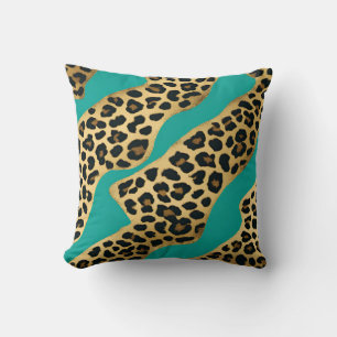 Gouden Luipaardprint En Teal Kussen