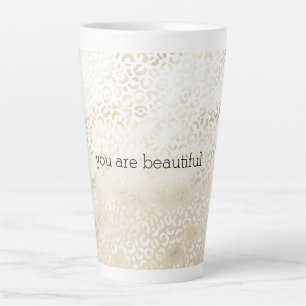 Gouden Luipaardprint Khaki Crème Beige Aquarel Latte Mok