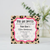 Gouden Luipaardprint Uitnodiging voor Feestje (Staand voorkant)