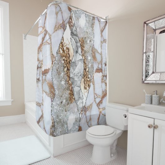 Gouden Luxe Elegante Vloeibare Textuur Douchegordijn (In situ)