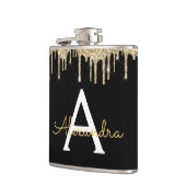 Gouden Luxe Glitter Glam Monogram Naam Heupfles (Links)