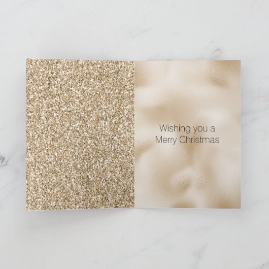 Gouden Luxe Glitter Leopard Print Vrede Kerstmis Kaart (Binnen)