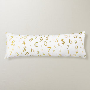 Gouden luxe nummers & valutasymbolen Patroon Lichaamskussen