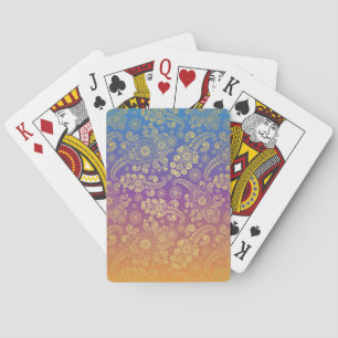 Gouden luxe paisley op blauw paars oranje pokerkaarten