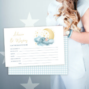 Gouden maan en sterren babyshower advies wenskaart briefpapier