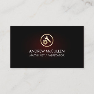 Gouden Machinist Moersleutel Gear Icon Visitekaart Visitekaartje