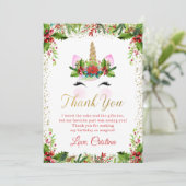 Gouden Magische Kerst Eenhoorn Bedankkaart Kaart (Staand voorkant)