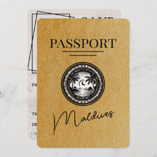 Gouden Malediven Paspoort Bewaar de datum Save The Date