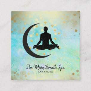 ** Gouden Man + Maan Meditatie Yoga Mindfulness Vierkante Visitekaartje