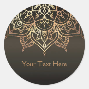 Gouden Mandala Aardse Bruine Brons Moderne Favor Ronde Sticker