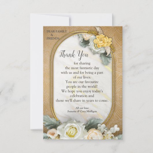 Gouden Mandala achtergrond met witte rozen RSVP Kaartje (Voorkant)