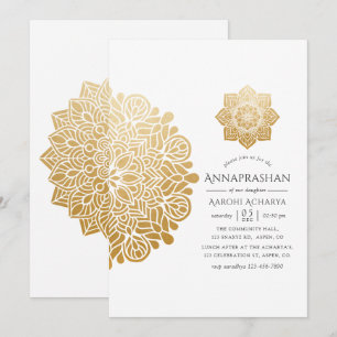 Gouden Mandala Annaprashan Eerste Rijstceremonie Kaart