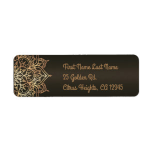 Gouden Mandala Bronzen Bruin Glam Moderne Trouwdag Etiket