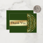 Gouden Mandala Groene Achtergrond Dank u kaart Notitiekaartje (Voorkant / Achterkant in situ)