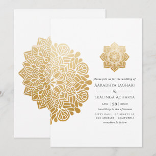 Gouden Mandala Indiase Trouwdag Kaart