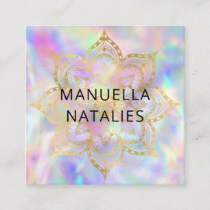 Gouden Mandala Lotus Pastel Gradient yoga-instruct Vierkante Visitekaartje