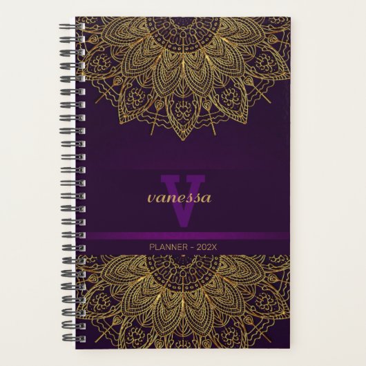 Gouden Mandala Monogram Planner (Voorkant)
