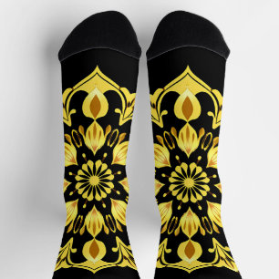 Gouden Mandala-ontwerp met symmetrische patronen Sokken