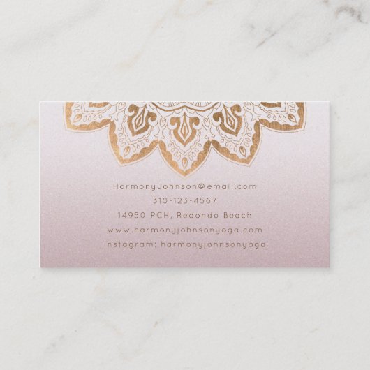 Gouden Mandala op Mauve Shimmer Visitekaartje (Achterkant)