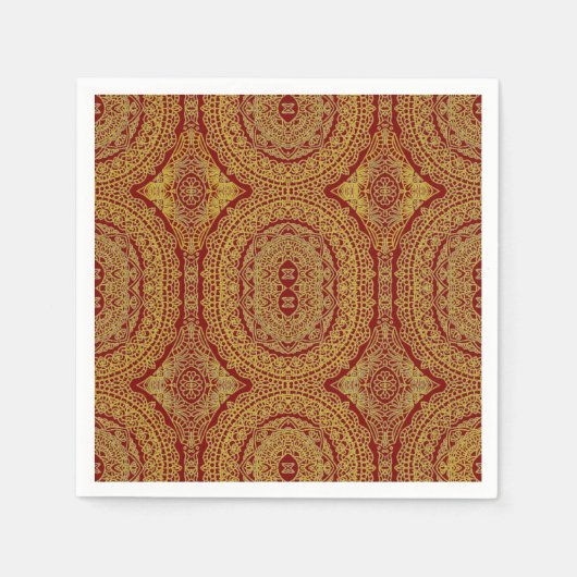 Gouden mandala op rood servet (Voorkant)