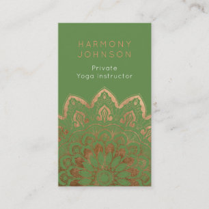 Gouden Mandala over groene yoga Visitekaartje