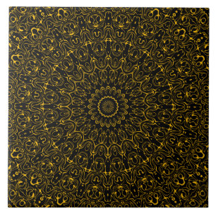 Gouden Mandala Patroon met Stralende Symmetrie Tegeltje