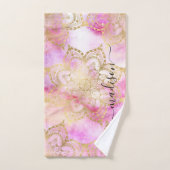 Gouden Mandala patroon Roze Paarse Nebula Custom Bad Handdoek (Handdoek)