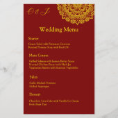Gouden mandala rode bruiloft menu (Voorkant)