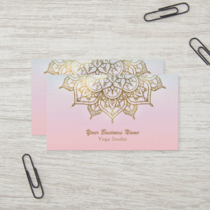 Gouden Mandala Roze Perzik Chic Moderne Yogastudio Visitekaartje