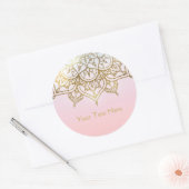 Gouden Mandala Roze Perzik Chique Modern Glam Favo Ronde Sticker (Envelop)
