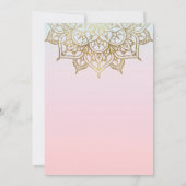 Gouden Mandala Roze Perzik Moderne Elegante Trouw Kaart (Achterkant)