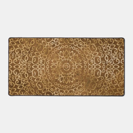 Gouden Mandala Verfijnd Zen Neutraal Tan Bruin Bureaumat (Voorkant)