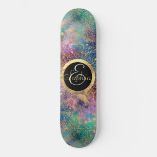 Gouden Mandala Waterverf kleurrijke nevel Skateboard