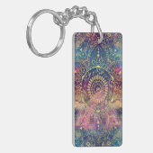 Gouden Mandala Waterverf kleurrijke nevel Sleutelhanger (Voorkant Links)