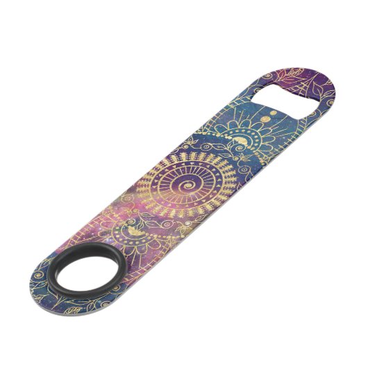 Gouden Mandala Waterverf kleurrijke nevel Speed Flessenopener (Achterkant Gekanteld)