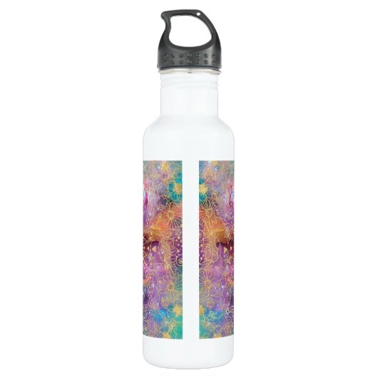 Gouden Mandala Waterverf kleurrijke nevel Waterfles (Achterkant)