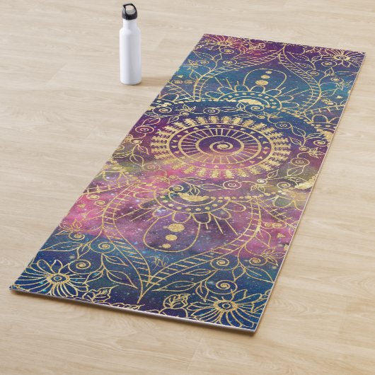 Gouden Mandala Waterverf kleurrijke nevel Yogamat (In situ)